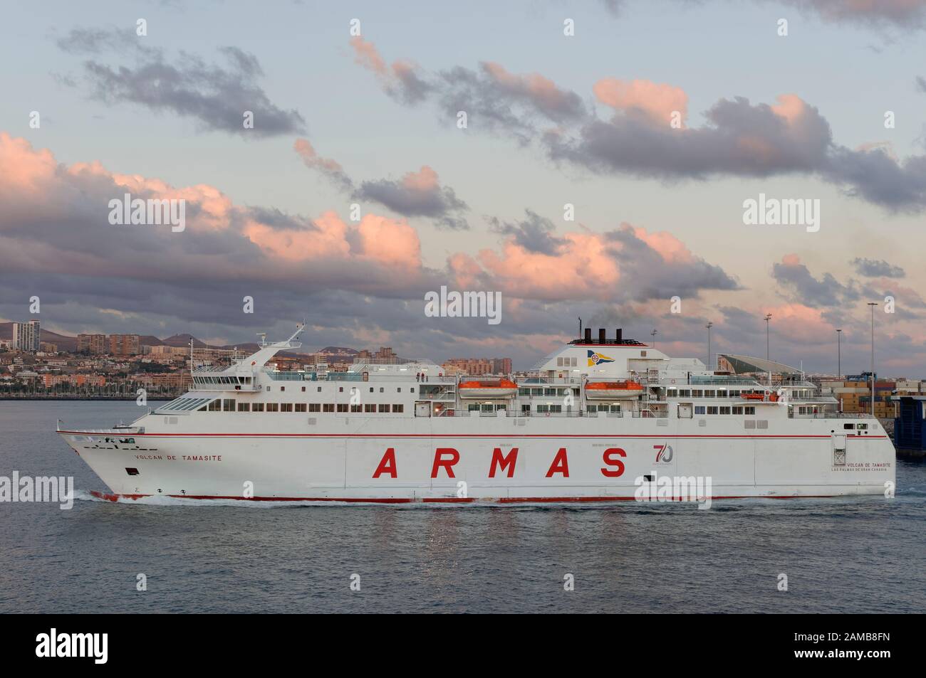 The Volcan de Tamasite, an Inter Island Ferry heading out of Harbour at ...