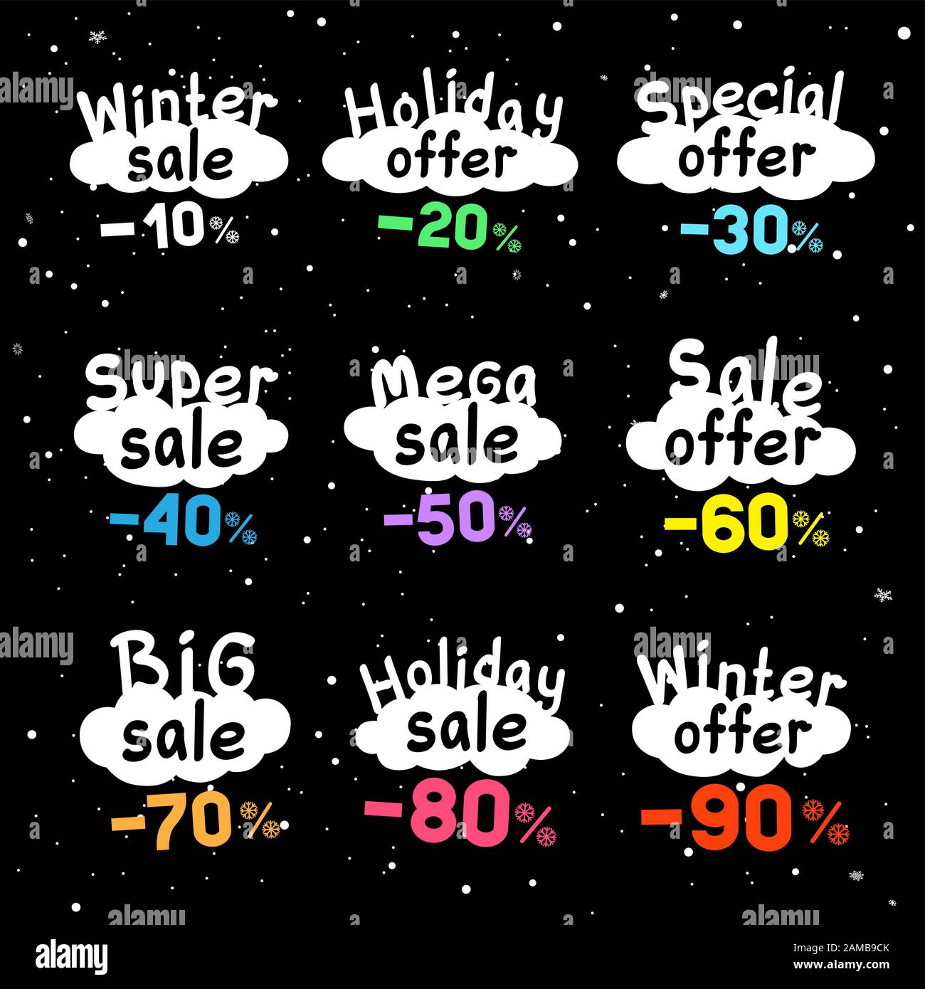 winter sale discount label set Stock Vector