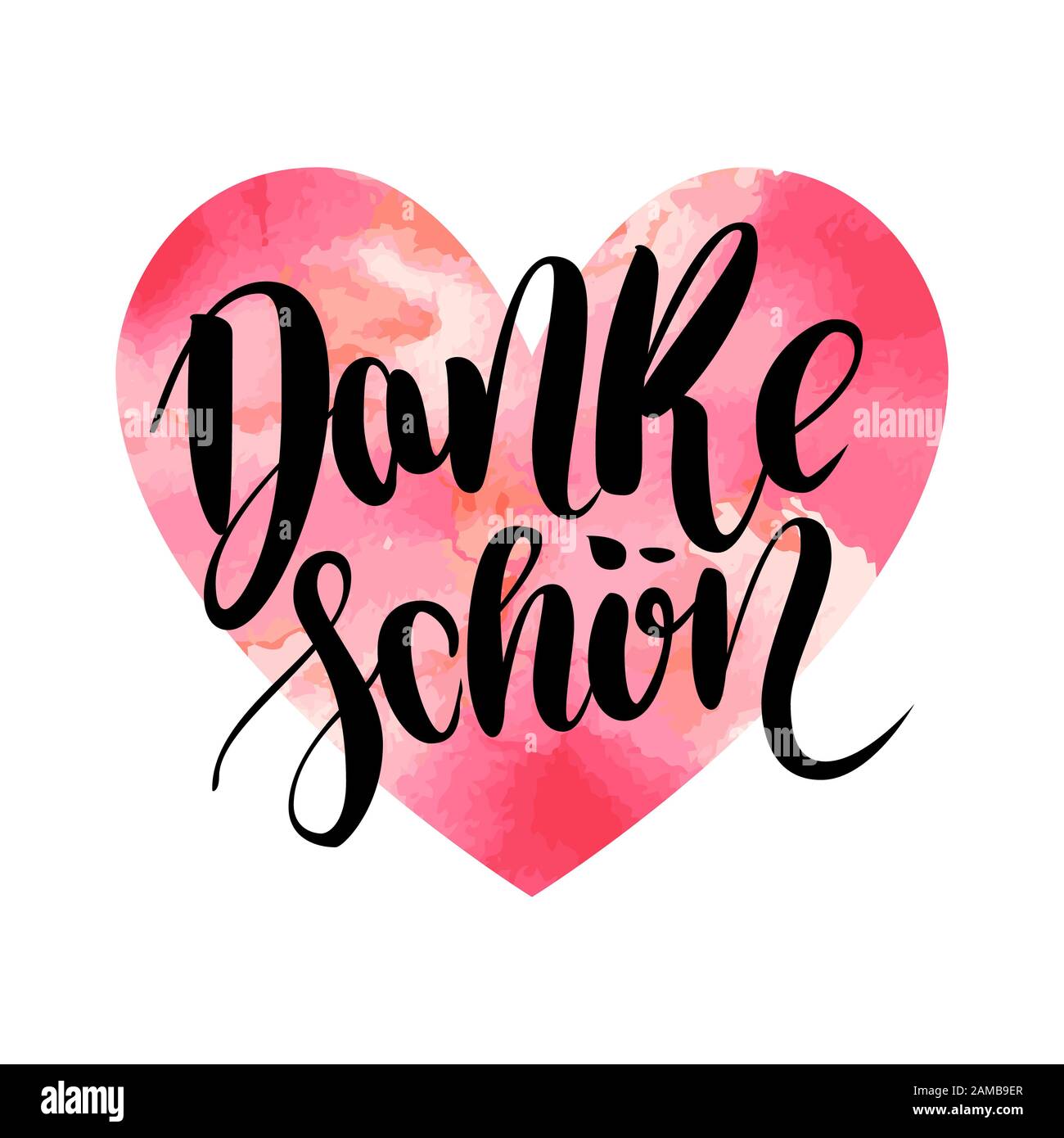 Danke schoen. Thank you in german. hand drawn brush lettering on