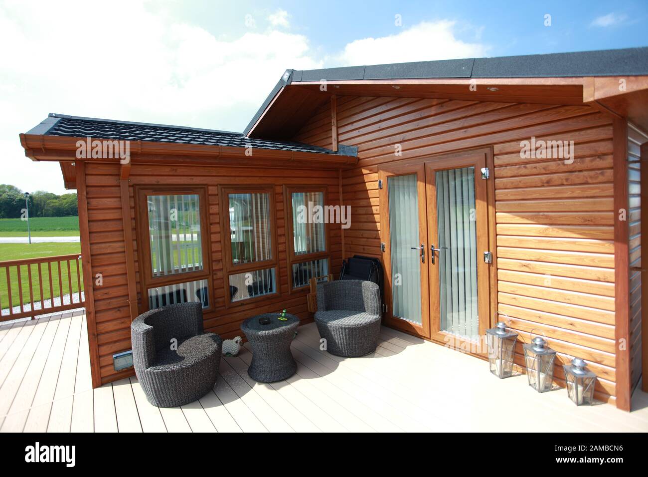 Log Cabin Style Static Caravan Stock Photo 339541586 Alamy