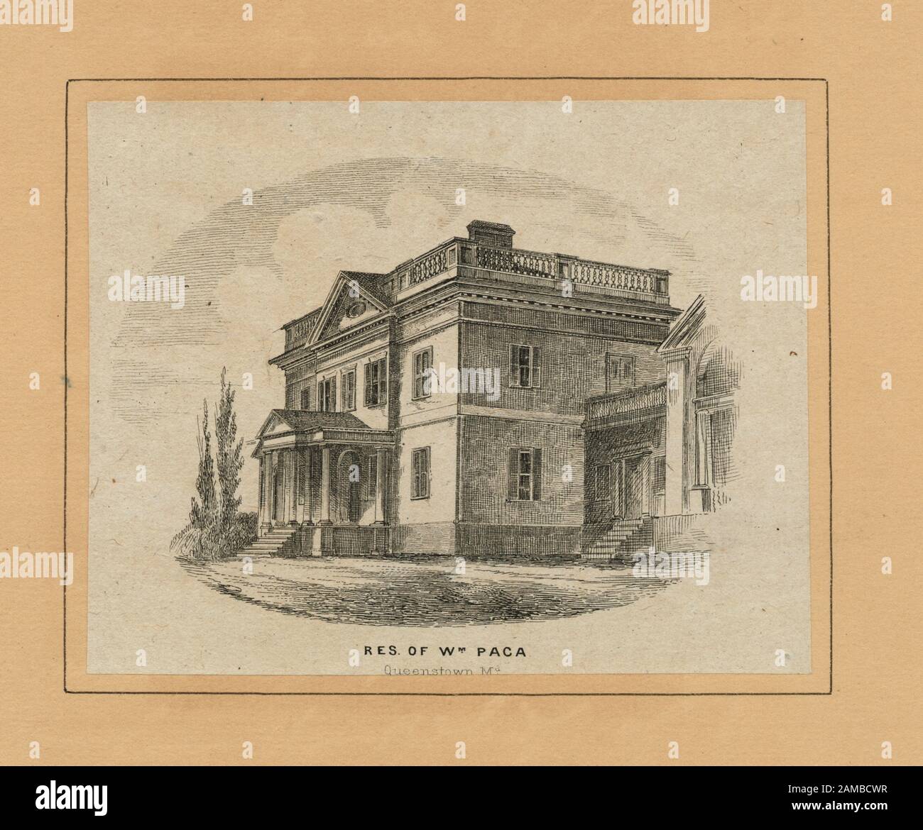 Res(idence) of Wm (William) Paca, Queenstown, Md  Printmakers include H.B. Hall, J.B. Longacre, Peter Maverick, Max Rosenthal. Draughtsman is David McNeely Stauffer. Title from Calendar of Emmet Collection. EM1029; Res[idence] of Wm. [William] Paca, Queenstown, Md. Stock Photo