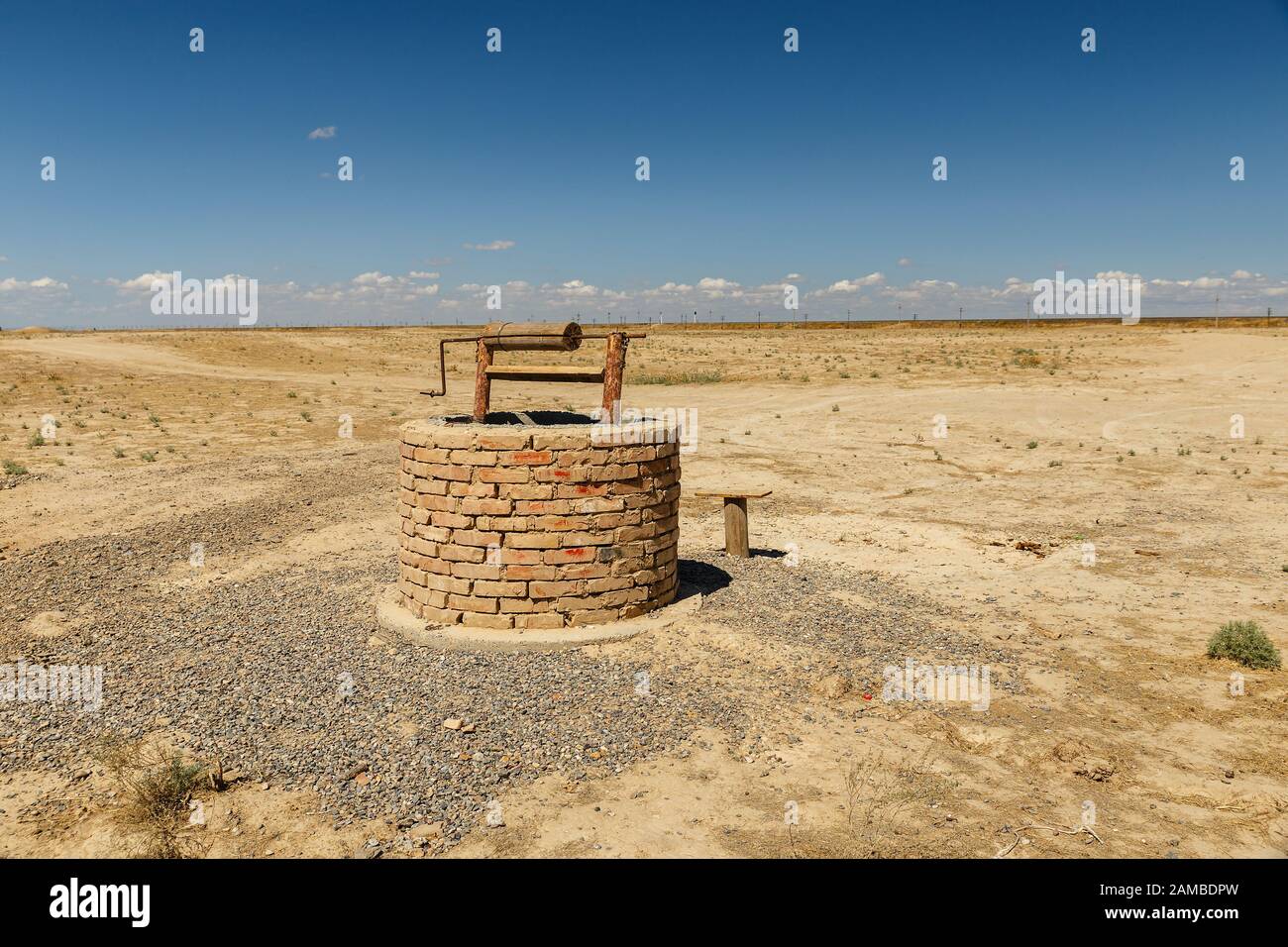 water well in the steppes of Kazakhstan, Turkestan, archeological town ...