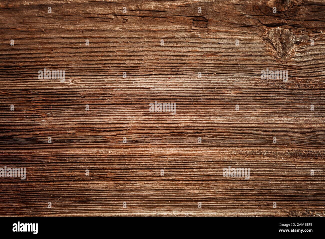 Brown unpainted natural wood with grains for background and texture Stock Photo