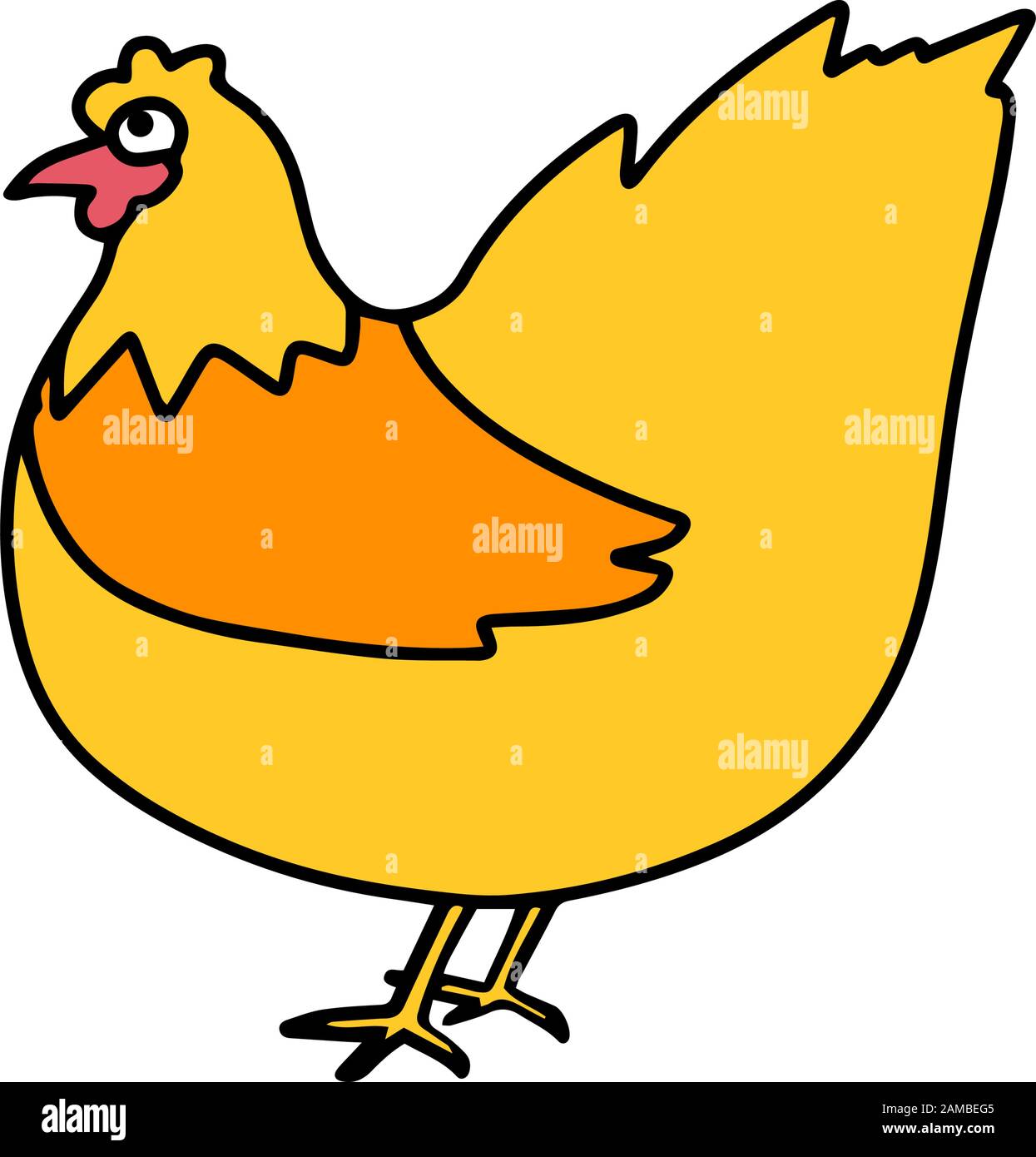 Farm animal hen. Cute chicken in cartoon style isolated on white   hand drawn bird. Vector stock illustration. Coloring  book. Sign eas Stock Vector Image & Art - Alamy