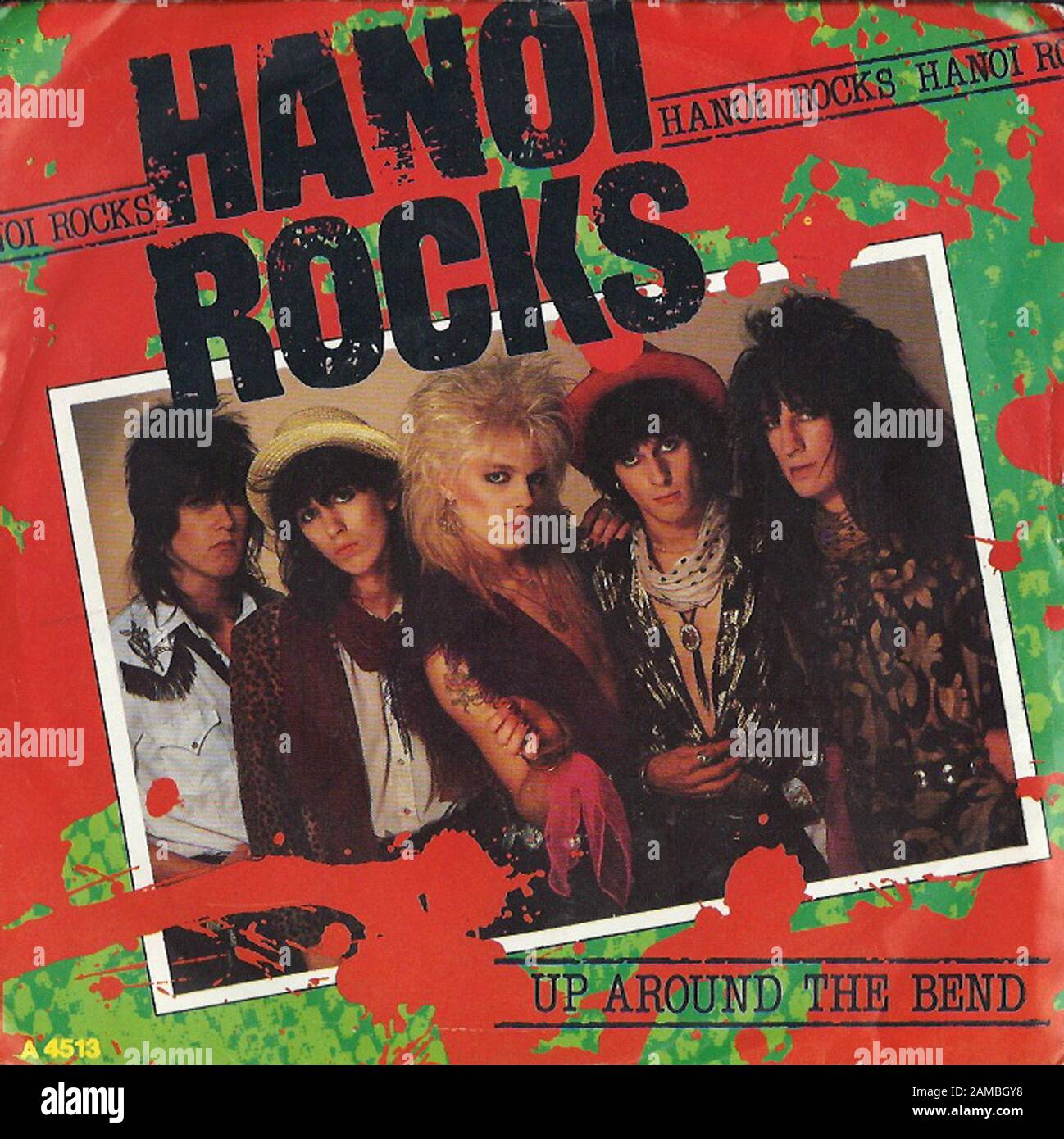 Hanoi Rocks - Up Around The Bend -  Classic vintage rock 7'' vinyl album Stock Photo