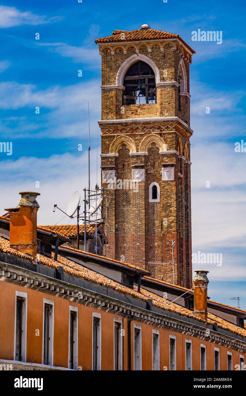 View at bell tower of Church of San Giovanni Elemosinario in Venice, Italy  Stock Photo - Alamy