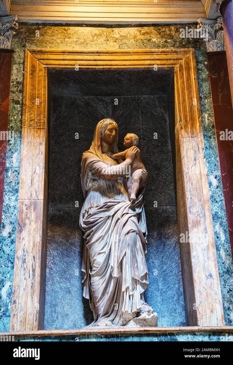 ROME - DECEMBER 12: Raphael and Maria Bibbiena tomb in the Pantheon on December 12, 2019 in Rome, Italy Stock Photo