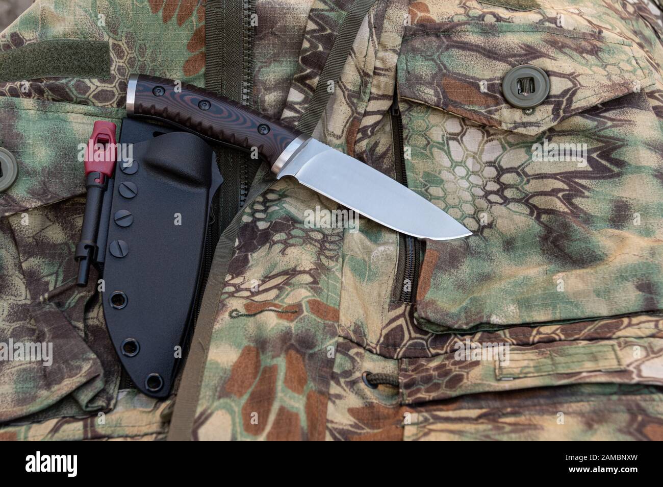 Large hunting knife with plastic sheath. Hunter knife Stock Photo Alamy