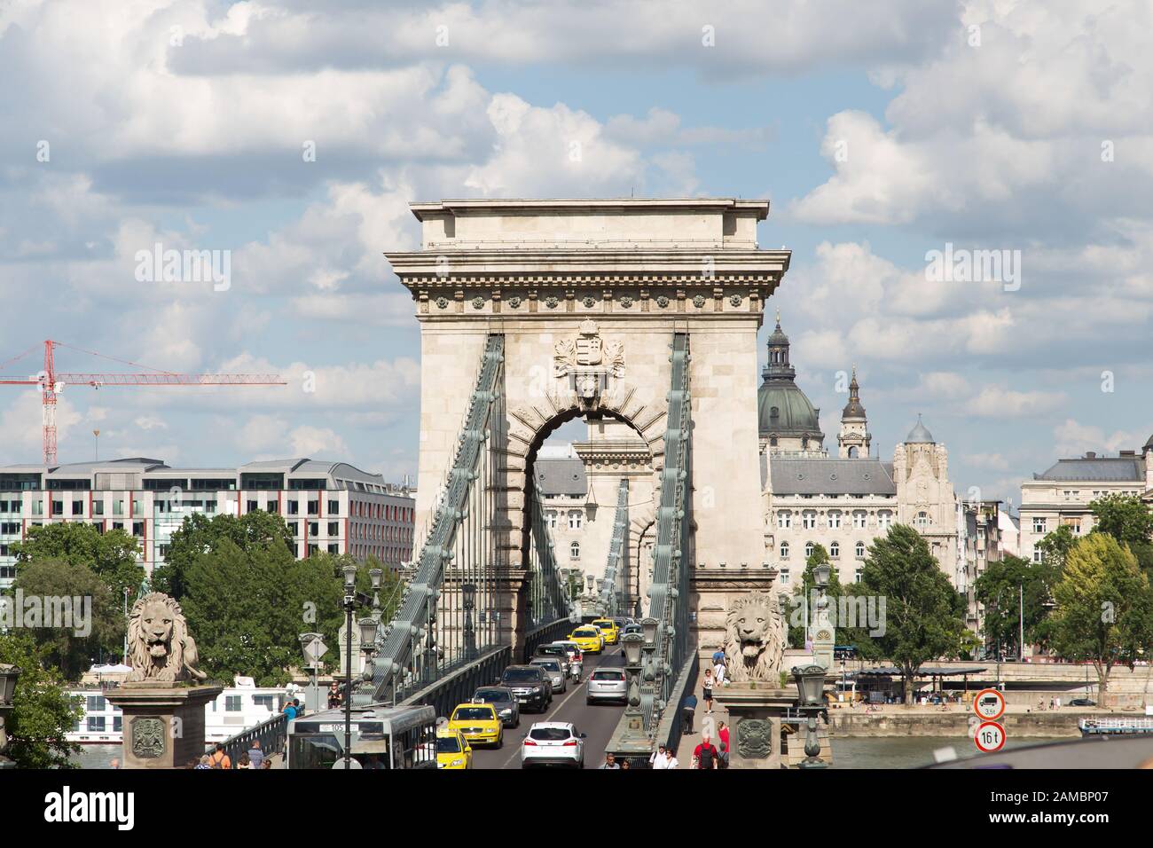 szechenyi Chain Bridge Budapest Hungary Stock Photo