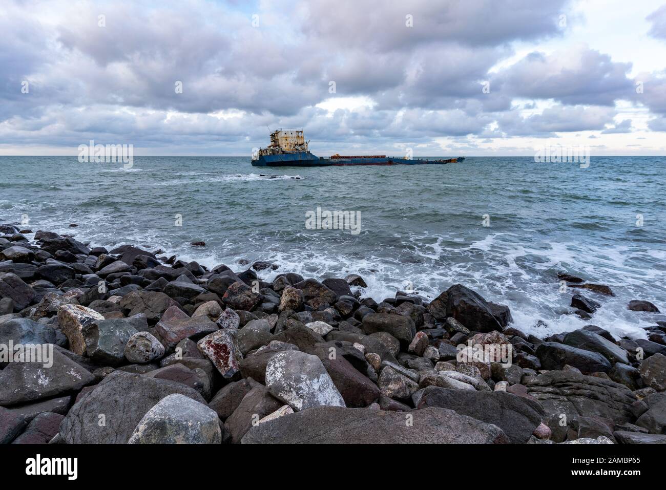 Sunken Ship in Black Sea in Istanbul, Turkey Stock Photo