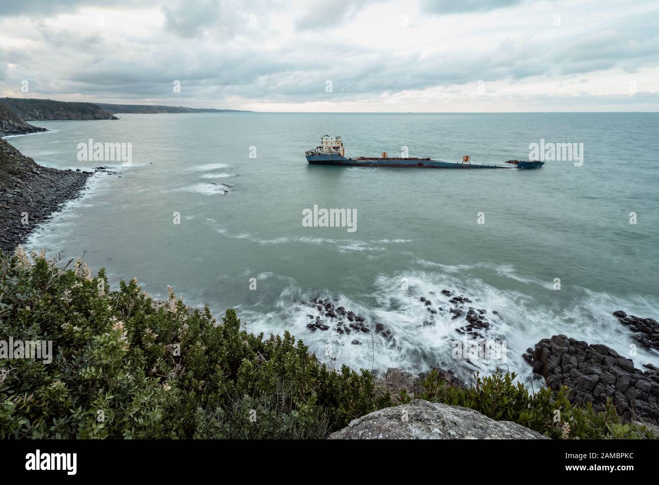 Sunken Ship in Black Sea in Istanbul, Turkey Stock Photo