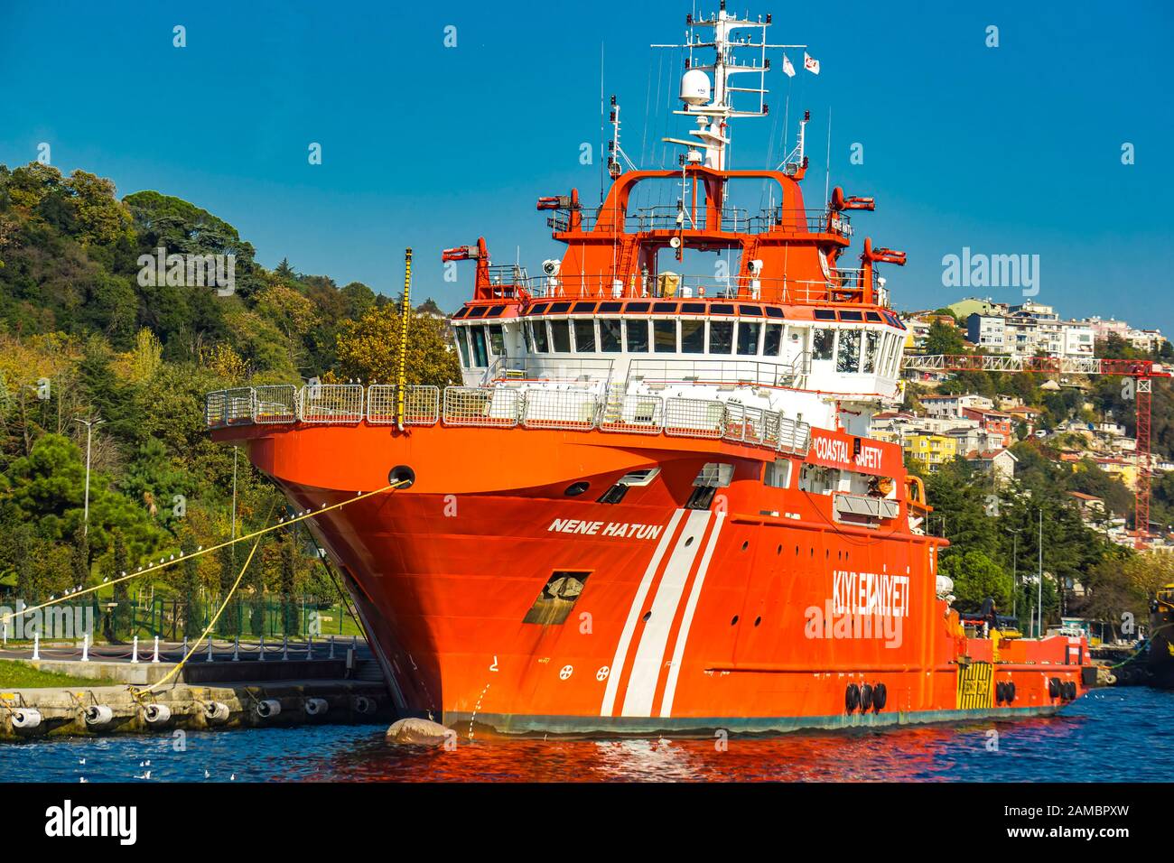 ISTANBUL, TURKEY - NOVEMBER 9, 2019: Nene Hatun ship in Istanbul, Turkey. It is an Turkish Search and Rescue Vessel built in 2015. Stock Photo