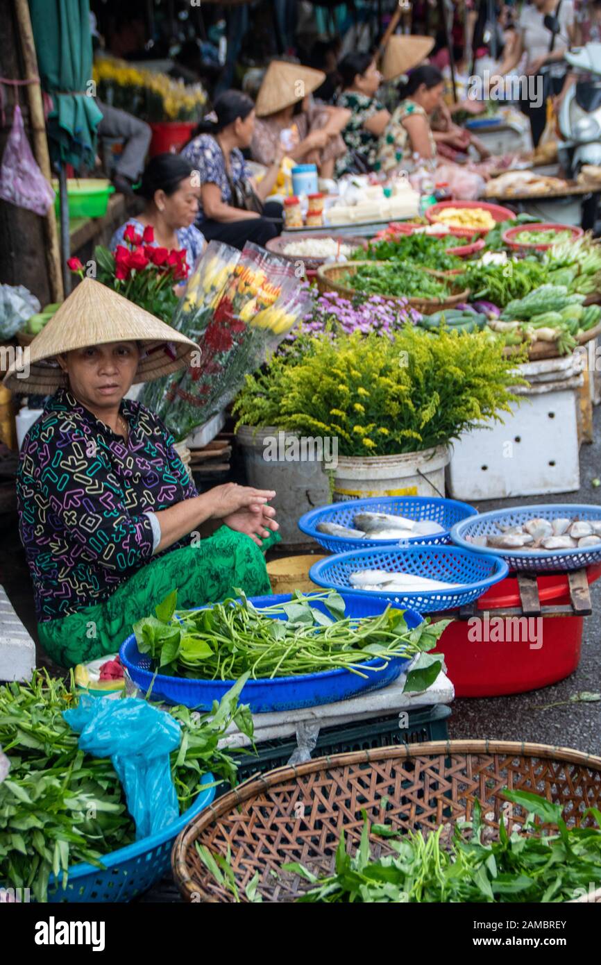 At Hue Vietnam On august 2019 Dong Ba Market, the oldest market in Hue City Stock Photo