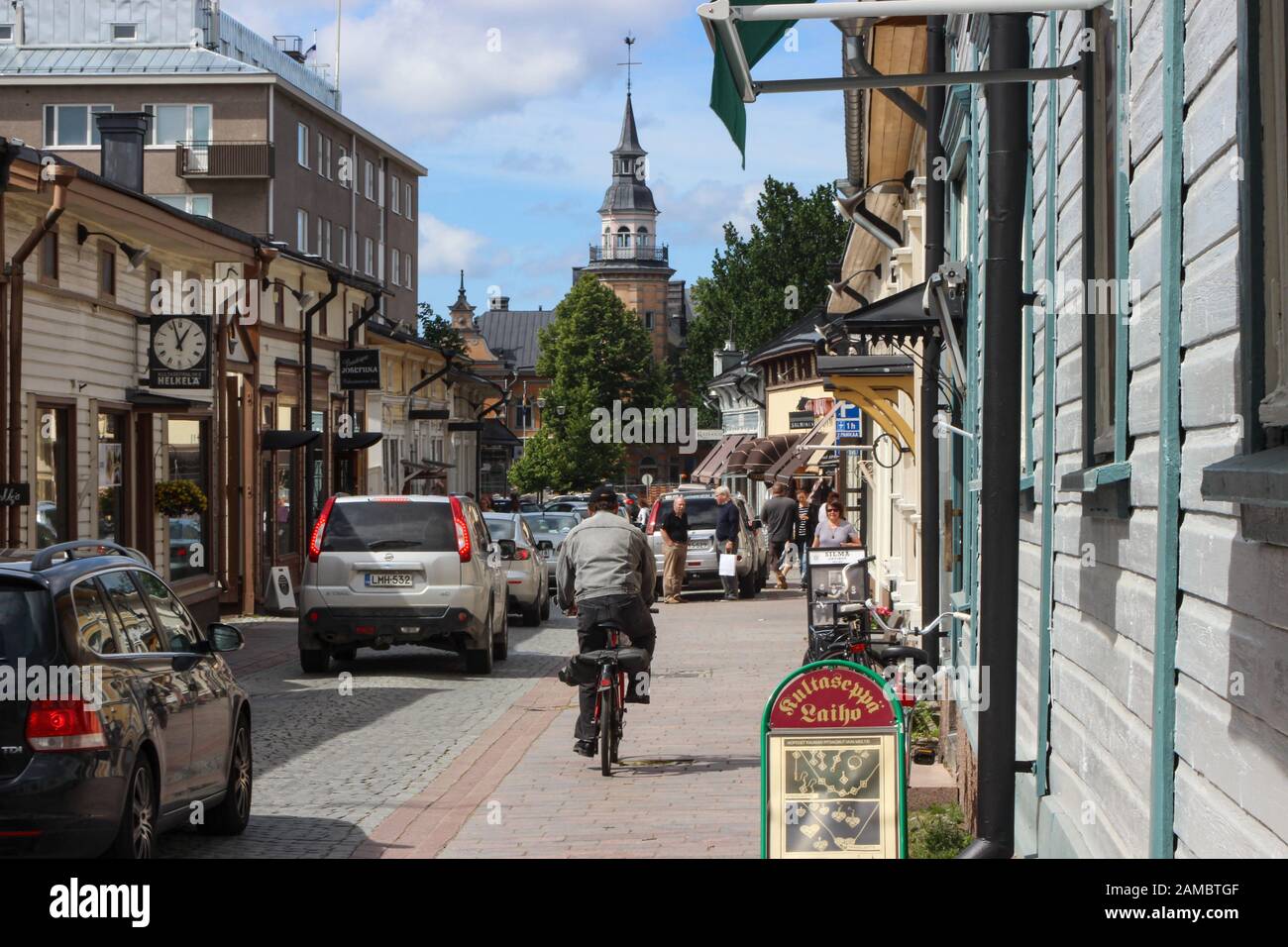 Street View In Old Rauma Finland Stock Photo Alamy