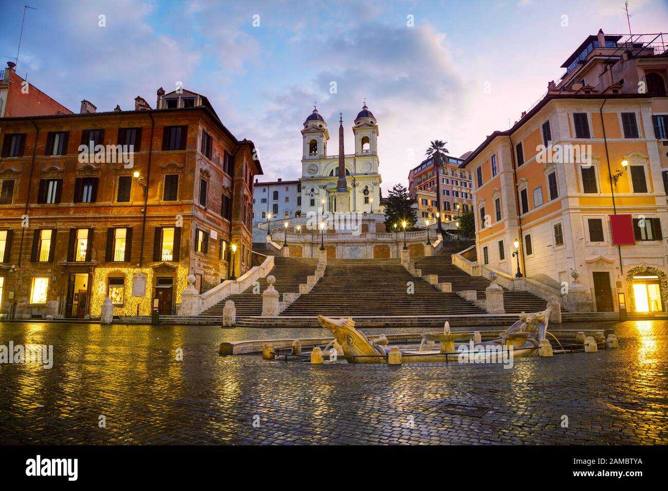 Spanish Steps at Spagna square in Rome in the morning Stock Photo