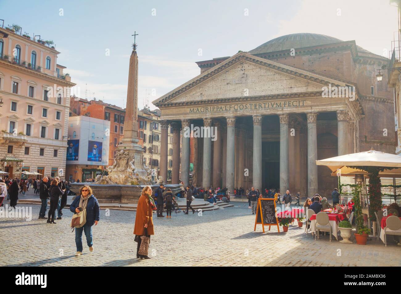 ROME - DECEMBER 12: Pantheon at the Piazza della Rotonda on December 12, 2019 in Rome, Italy Stock Photo