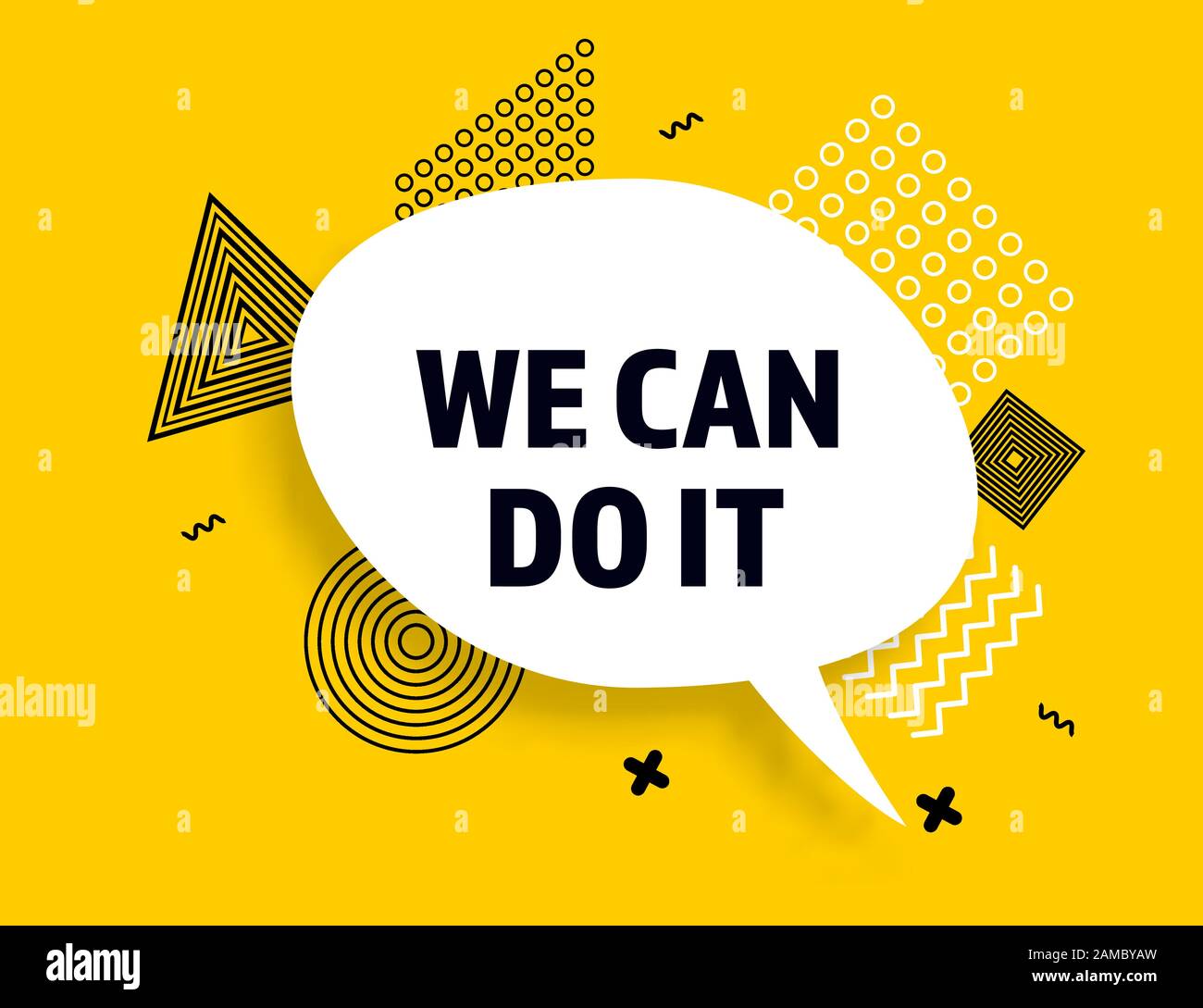 We can do it speech bubble banner pop art memphis style Stock Vector