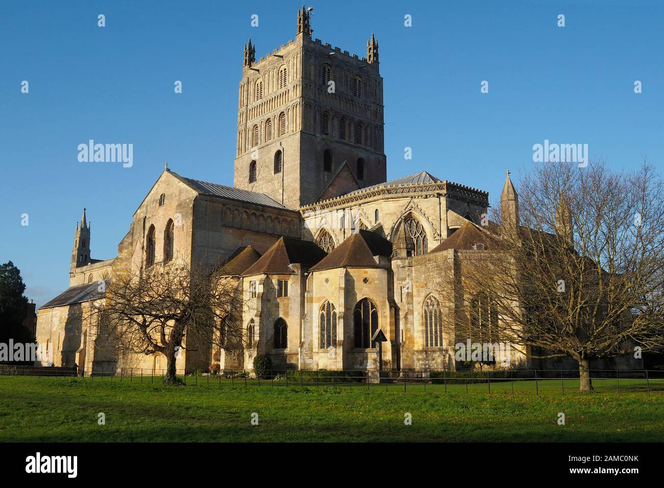 A view of Tewkesbury Abbey in Gloucestershire England UK Stock Photo