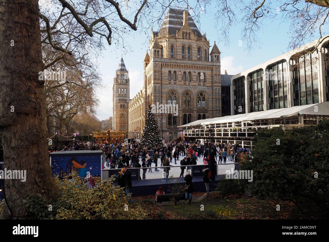 Ice rink at Natural History Museum Kensington London England Stock