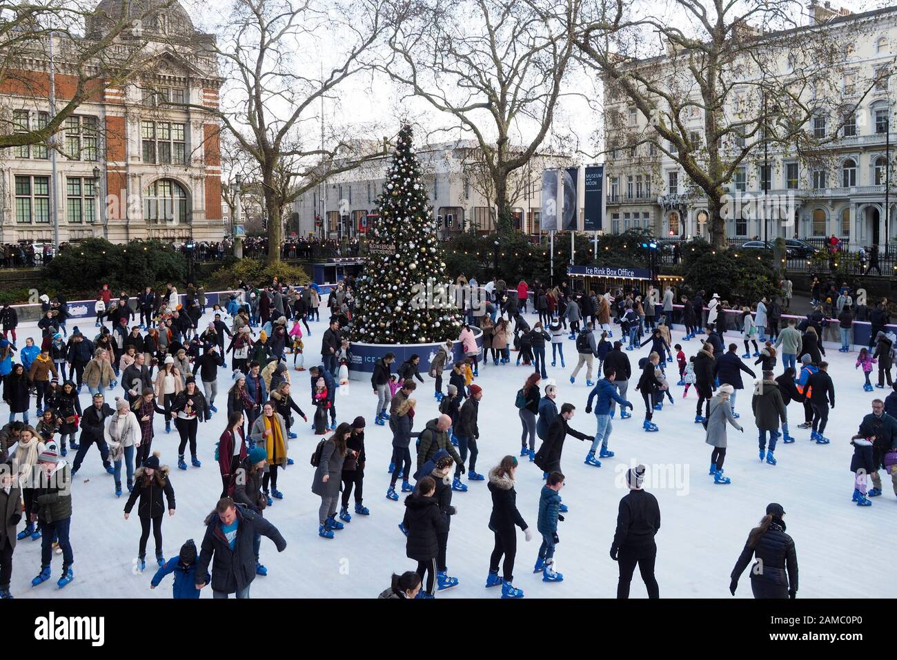 Ice rink at Natural History Museum Kensington London England Stock