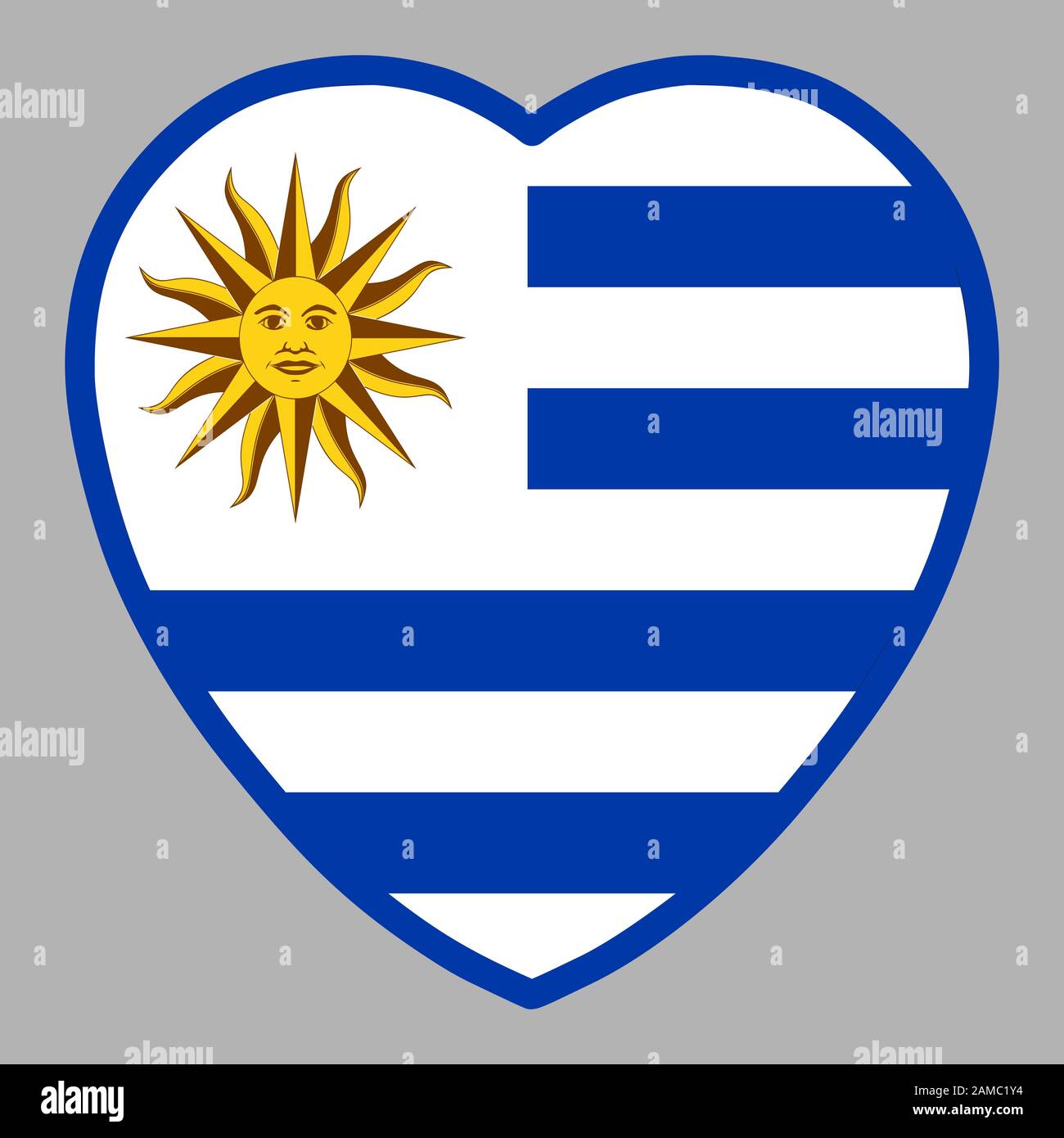 Uruguay Flag In Heart Shape Vector illustration eps 10 Stock Vector