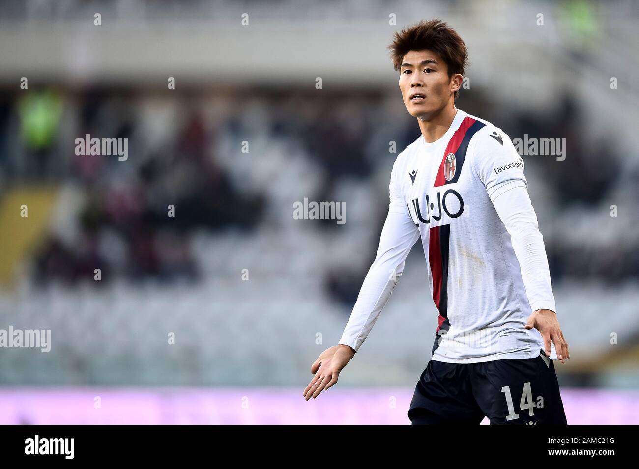 Turin, Italy - 12 January, 2020: Takehiro Tomiyasu of Bologna FC looks on during the Serie A football match between Torino FC and Bologna FC. Torino FC won 1-0 over Bologna FC. Credit: Nicolò Campo/Alamy Live News Stock Photo