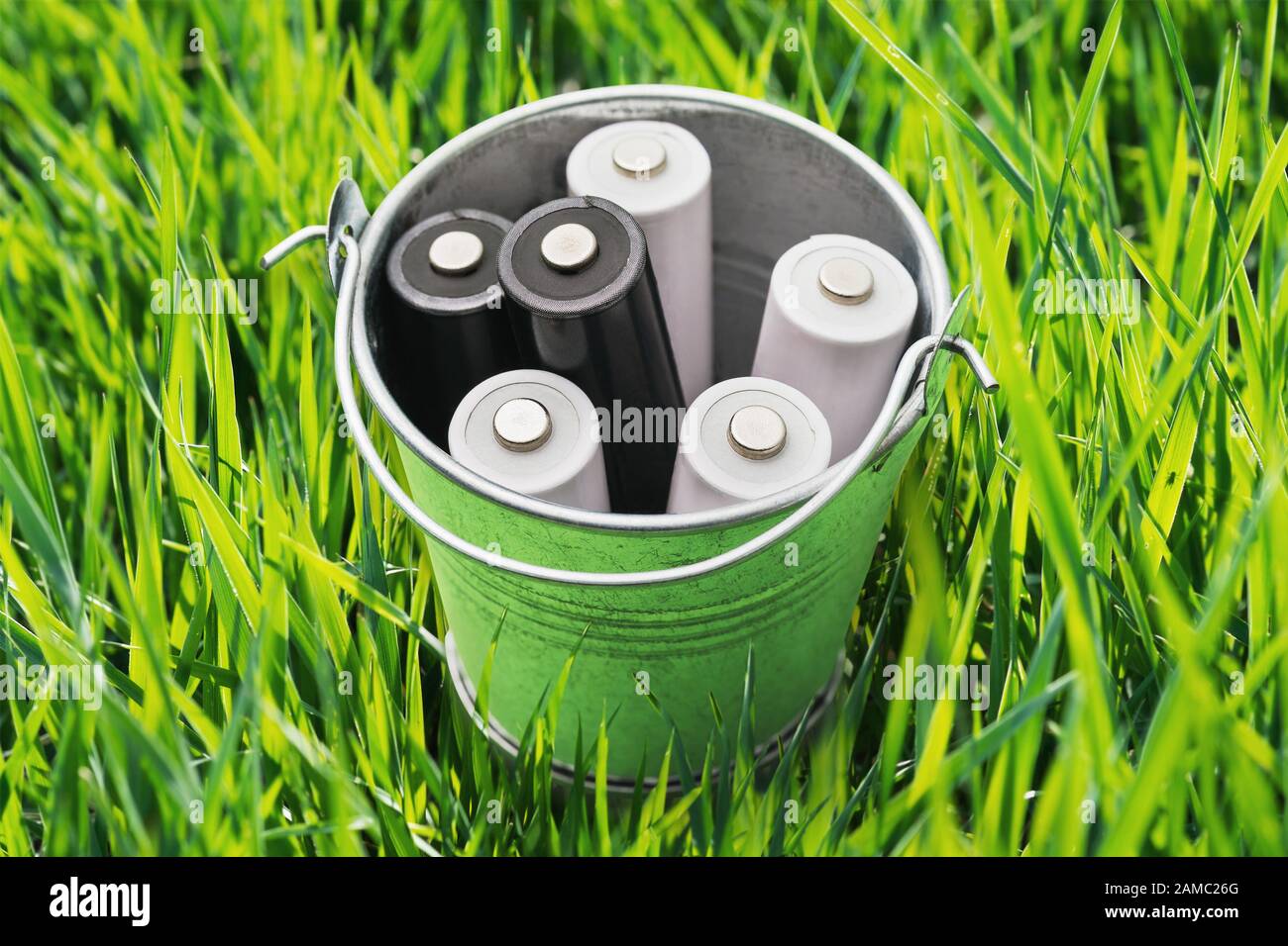 A bucket full of waste batteries. Environmental concept Stock Photo Alamy