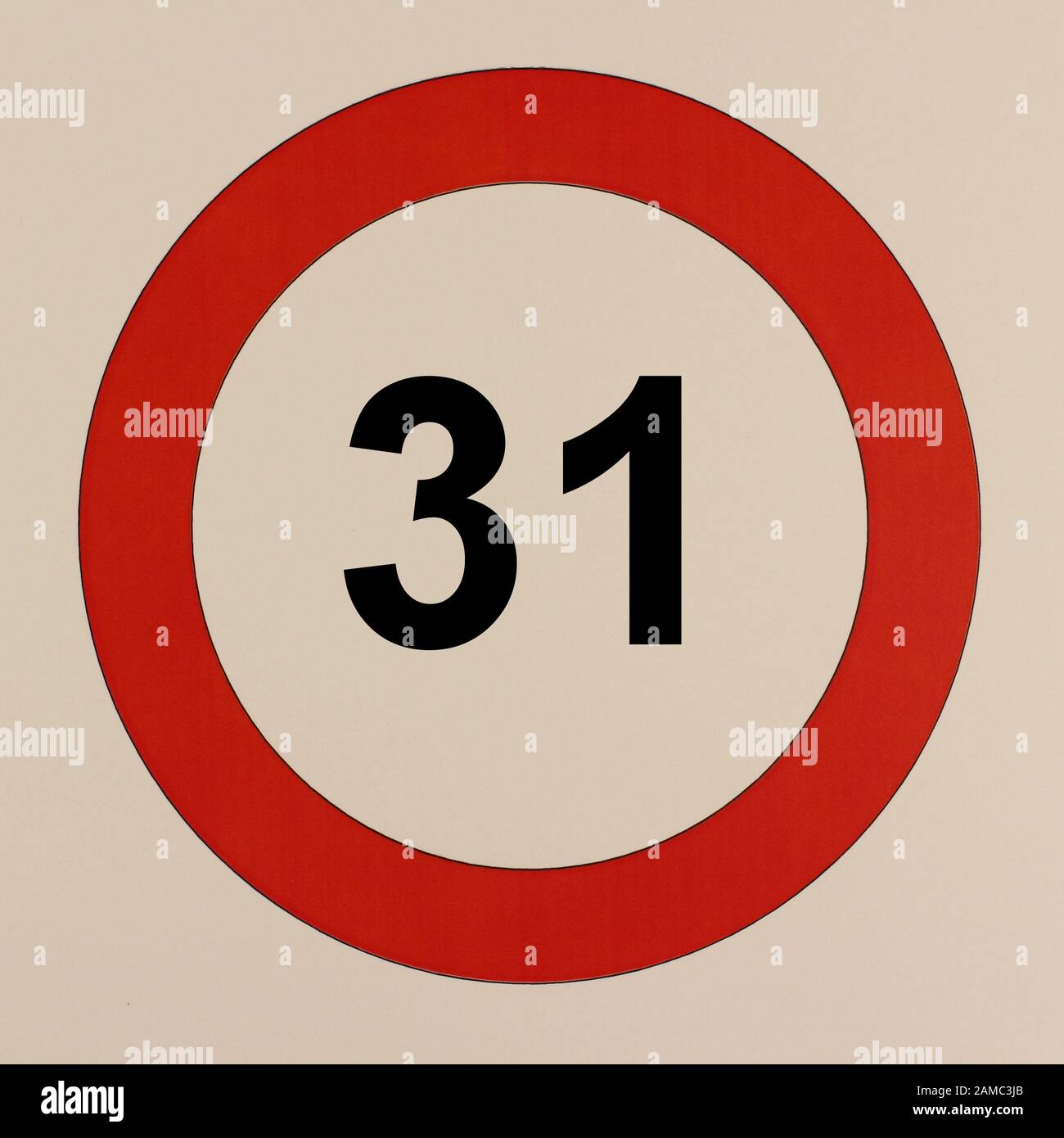 Illustration des Verkehrszeichen "Maximalgeschwindigkeit 31 km/h Stock ...
