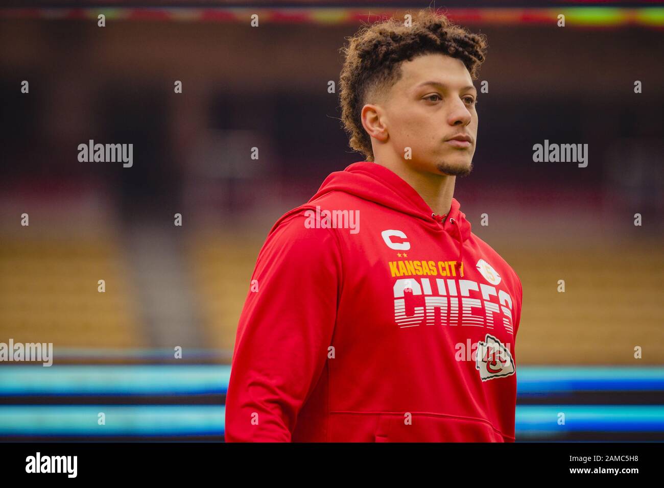 Kansas City United States 12th Jan 2020 Kansas City Chiefs Quarterback Patrick Mahomes 15 Walks Off