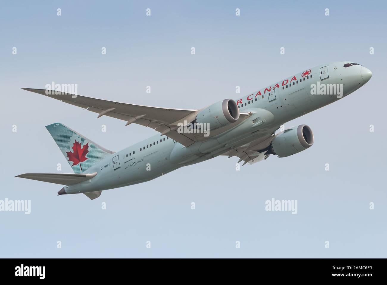 Frankfurt, Germany - April 22, 2018: Air Canada Boeing 787 airplane at Frankfurt airport (FRA) in the Germany. Boeing is an aircraft manufacturer base Stock Photo