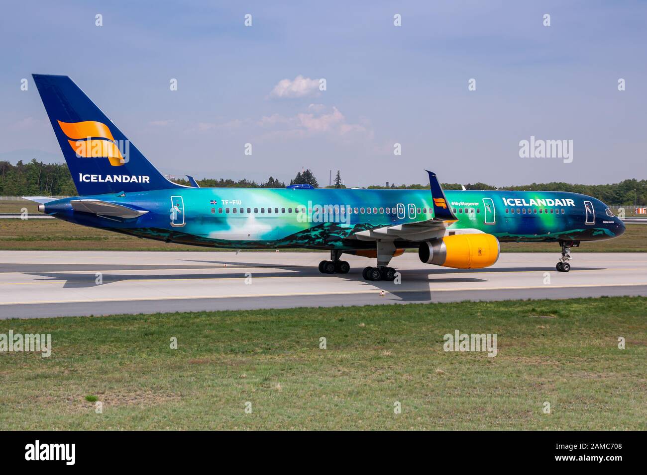 Frankfurt, Germany - April 22, 2018: Icelandair Boeing 757 airplane at Frankfurt airport (FRA) in the Germany. Boeing is an aircraft manufacturer base Stock Photo