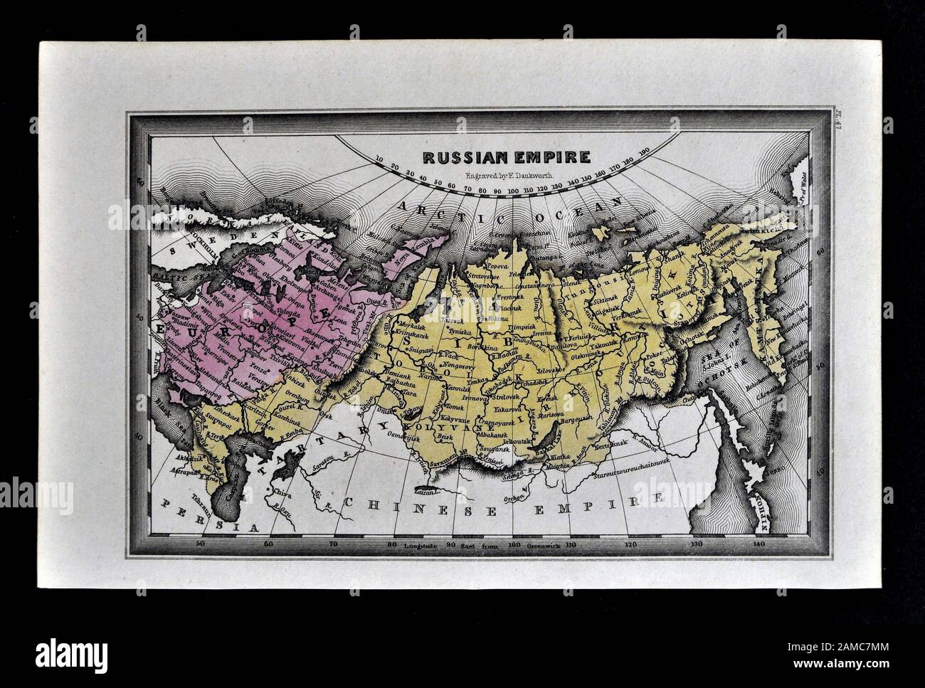 1834 Carey Map of Siberia Russia Arctic Ocean Asia Stock Photo