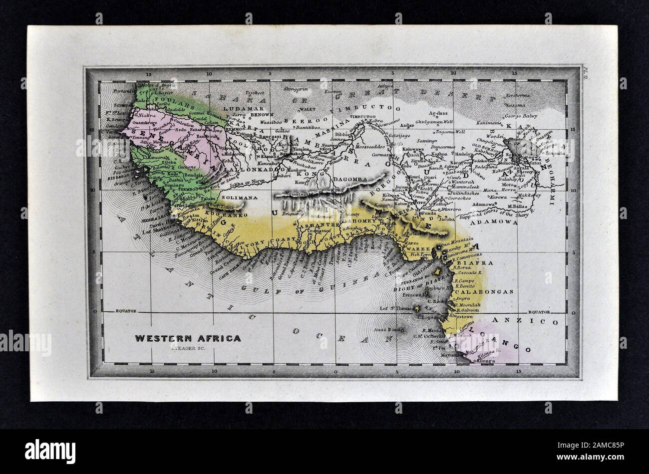 1834 Carey Map of West Africa Slave Ivory Coasts Biafra Guinea Senegambia Ashanti Dahomey Sudan Loango Stock Photo