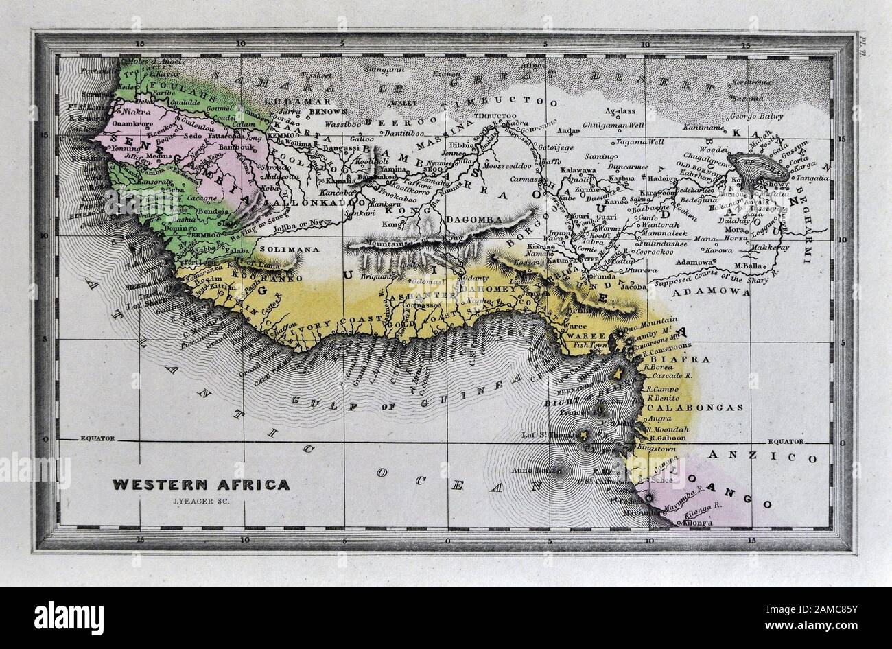 1834 Carey Map of West Africa Slave Ivory Coasts Biafra Guinea Senegambia Ashanti Dahomey Sudan Loango Stock Photo