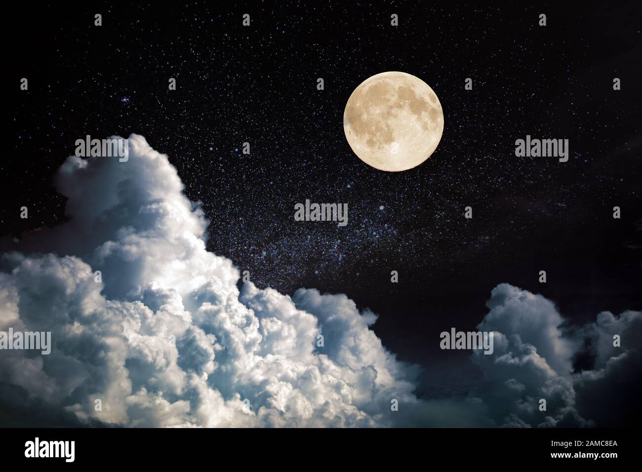 full moon on night sky Stock Photo - Alamy