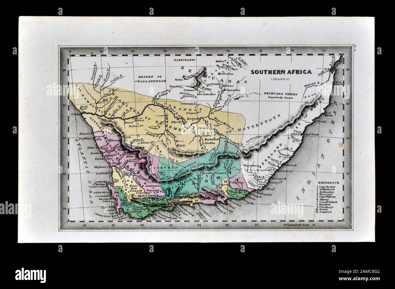 1834 Carey Map of South Africa Cape of Good Hope Capetown Colony Stock Photo