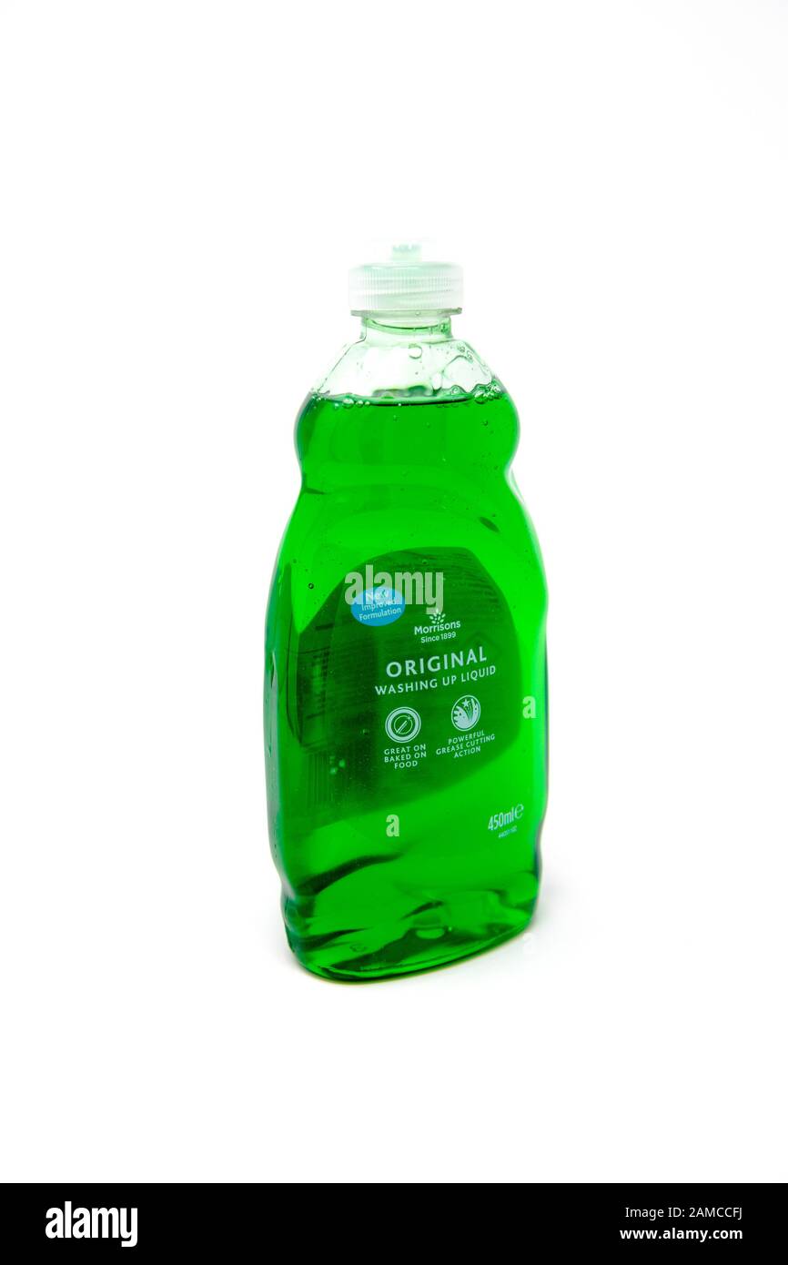Plastic bottle of Morrisons original washing up liquid. Stock Photo