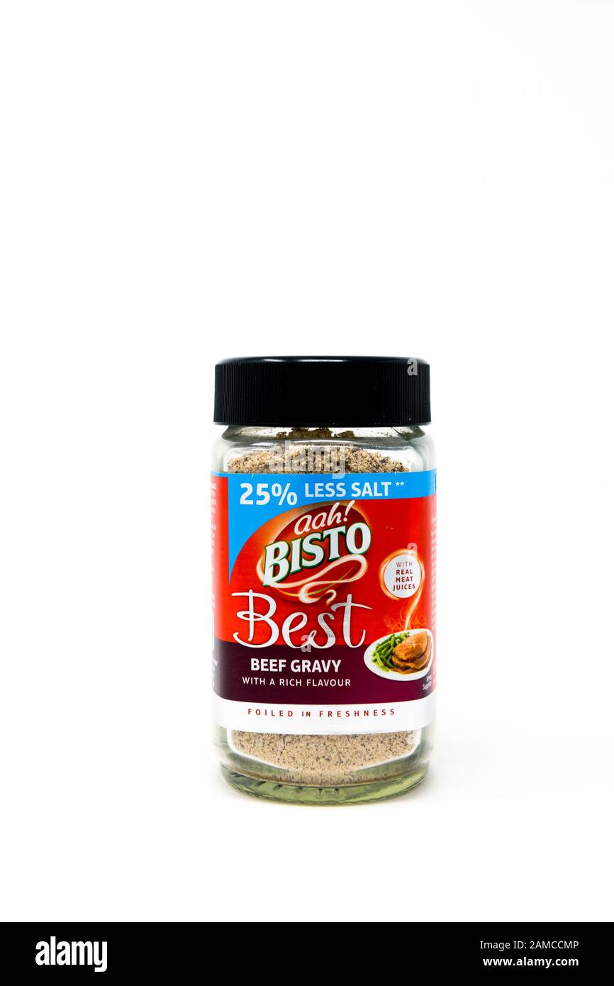 Glass jar of Bisto Best beef gravy Stock Photo Alamy