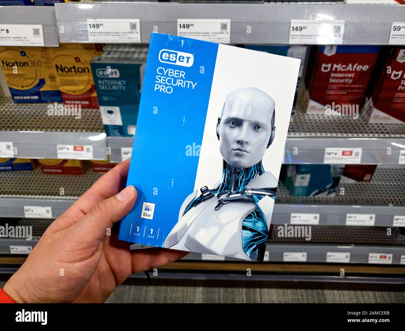 Montreal, Canada - December 26, 2019: ESET NOD32 Cyber Security Pro box in  a hand. ESET is internet security company that offers anti-virus and firewa  Stock Photo - Alamy