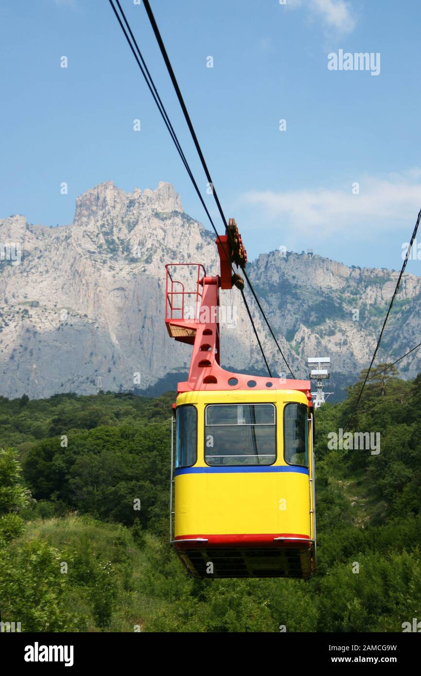 Cable Car Cabin On A Mountain Background The Rise Of The Cable
