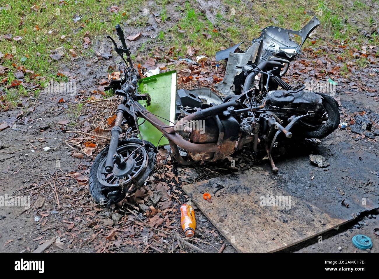 December 2019 - Motor burnout after being stolen in Stock Photo - Alamy