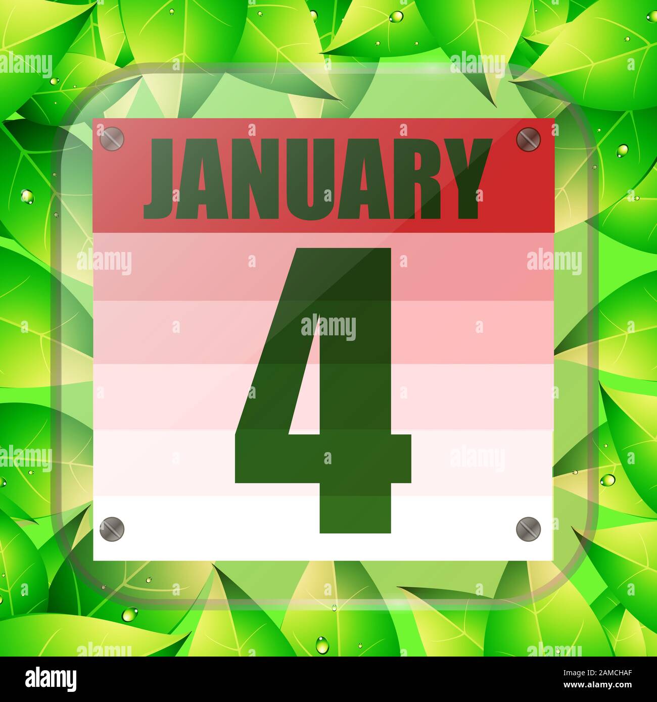 January 4 icon. Calendar date for planning important day with green ...