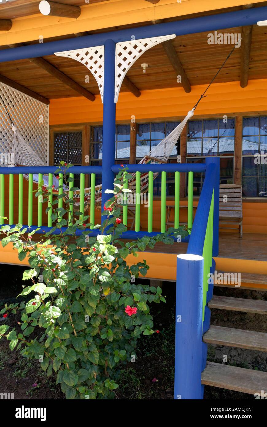 Guest cabin at the Arenas Beach hotel on Big Corn Island, Nicaragua, Central America Stock Photo
