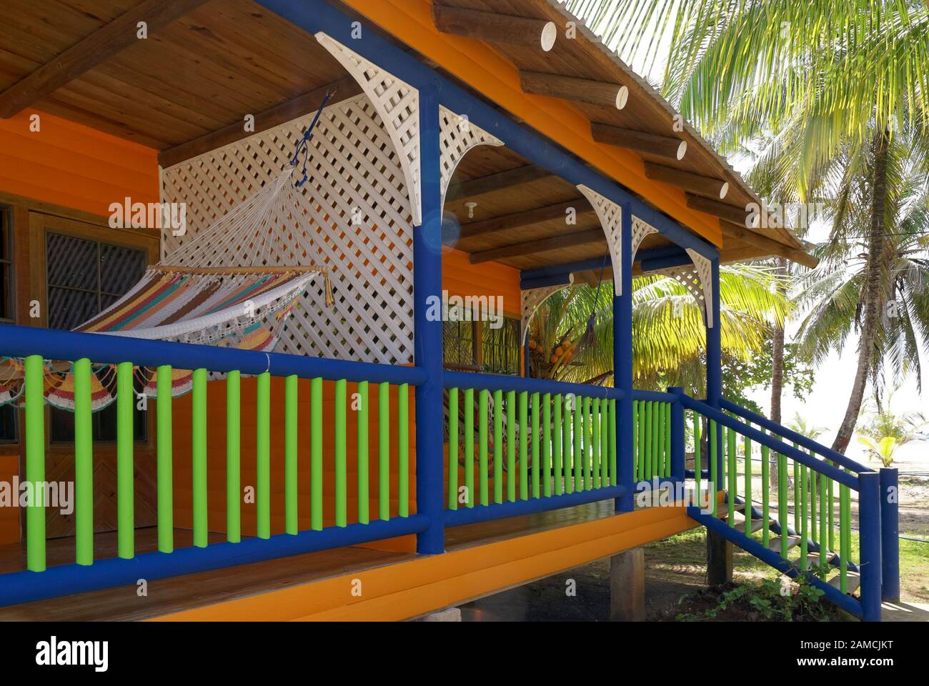 Guest cabins at the Arenas Beach hotel on Big Corn Island, Nicaragua