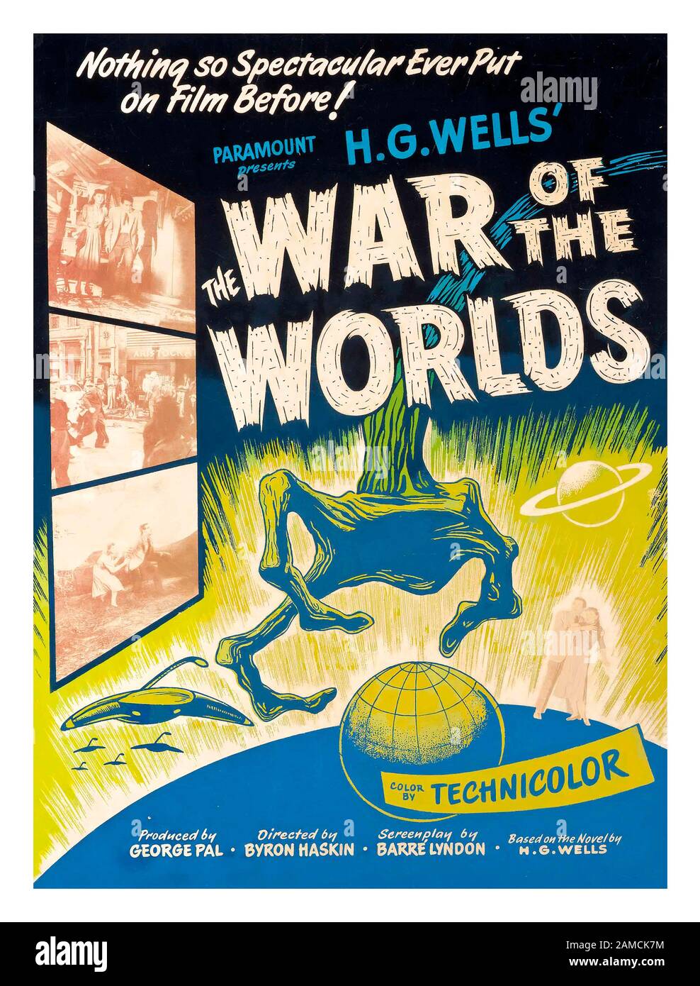 THE WAR OF THE WORLDS Vintage 1950’s Science Fiction Movie Film Poster by HG WELLS 1953, Paramount, U.S Stock Photo