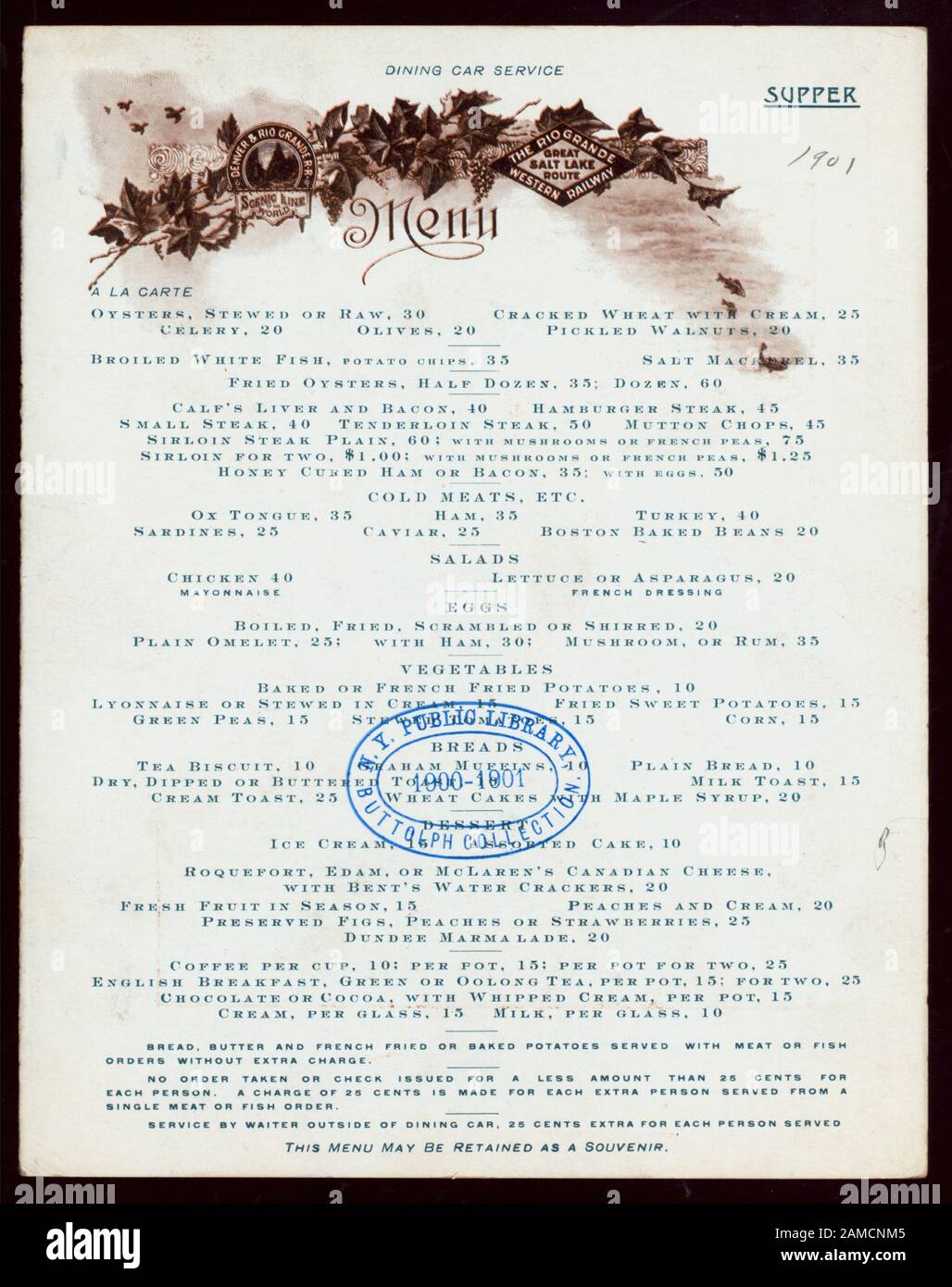 Supper Held By Denver And Rio Grand Rr The Rio Grande Western Railway At Dining Car Rr Handwritten Date June 15 1901 Wines Photographs Of Canon Of The Grand River And Castle Gate Menu May Supper Held By Denver And Rio Grand Rr The Rio Grande Western Railway At Dining Car Rr Handwritten Date June 15 1901 Wines Photographs Of Canon Of The Grand River And Castle Gate Menu May