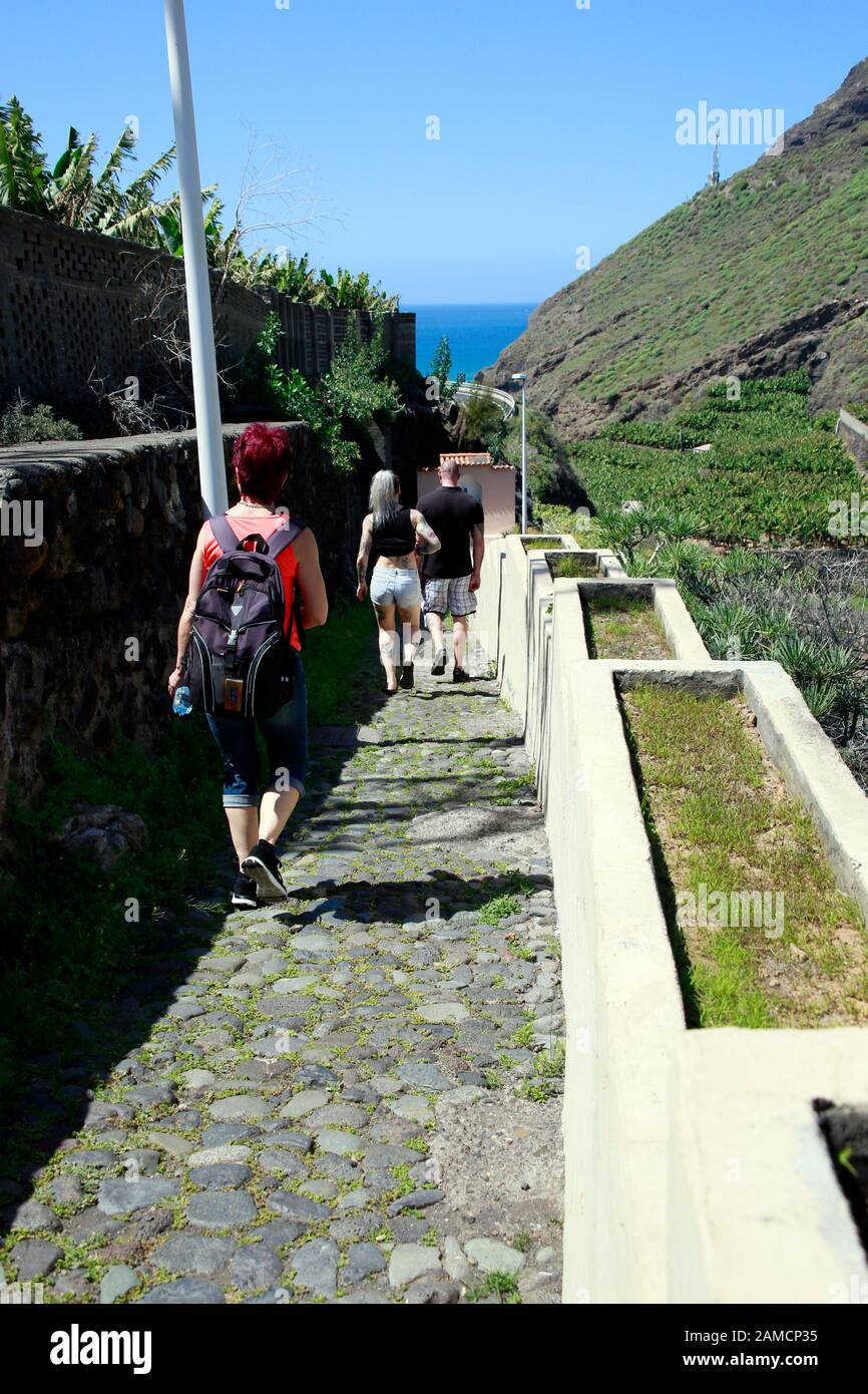 Camino la Cruz - Fussweg von Tazacorte nach Puerto de Tazacorte, La Palma, Kanarische Inseln, Spanien Stock Photo