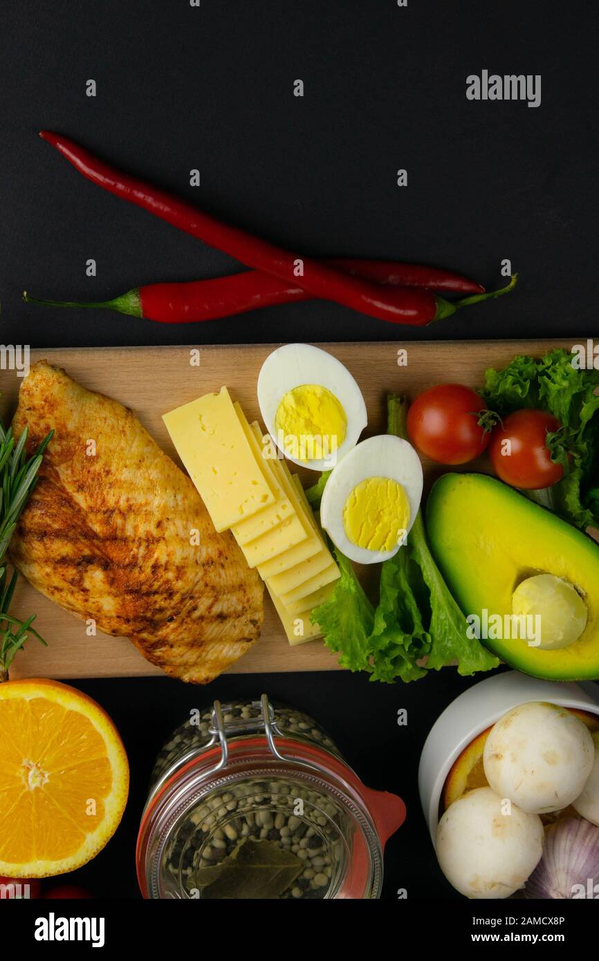 Ketogenic diet concept. A set of products of the low carb keto diet