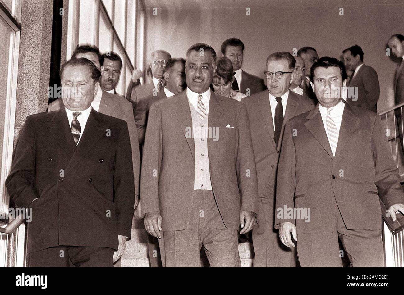 Tito and Nasser at the Motor and Motor Vehicles Exhibition at the Ljubljana Exhibition and Convention Center.  17 June 1960 Stock Photo