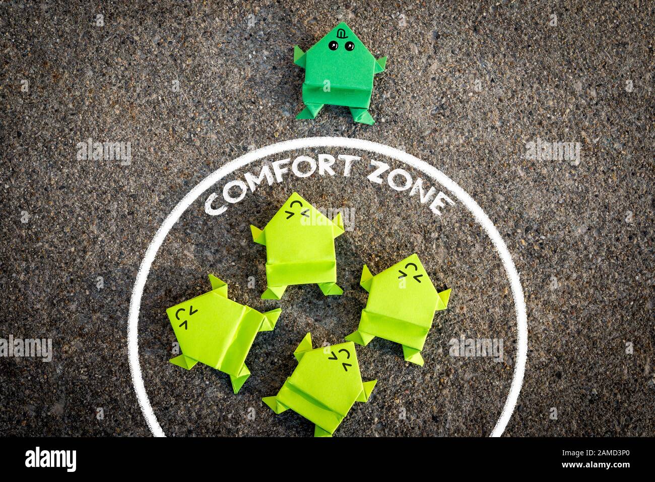 Exit from the comfort zone concept Stock Photo